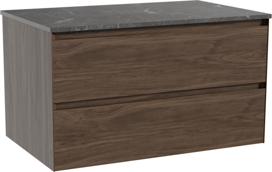 Balmani Mitra meuble salle de bains suspendu 90 x 55 cm noyer américain avec Stretto tablette simple en marbre pietra grey