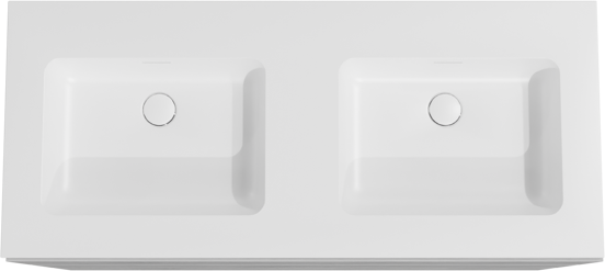 Storke Edge meuble salle de bains à poser 120 x 52 cm béton gris foncé avec Mata double vasque en solid surface blanc mat