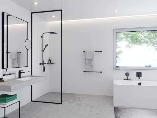 Hansgrohe sBox Square Badewannenarmatur schwarz matt