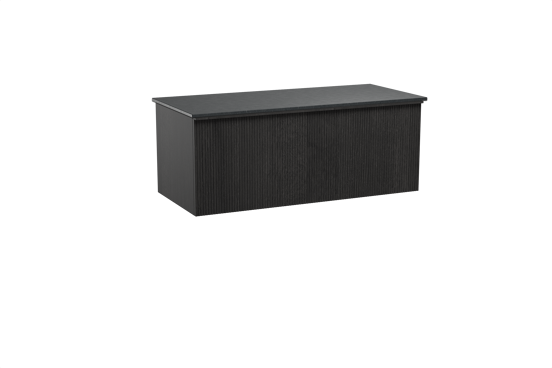 Balmani Forma meuble salle de bains suspendu 120 x 55 cm chêne noir avec Stretto tablette simple en granit noir, Nervure droite symétrique verticale