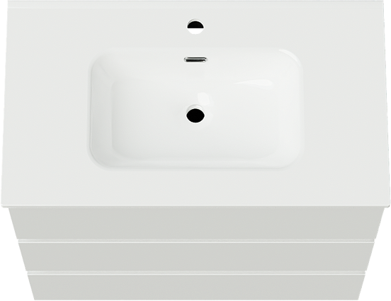 Linie Lado meuble salle de bains à poser 80 x 46 cm blanc brillant avec Baro plan simple en porcelaine blanc brillant