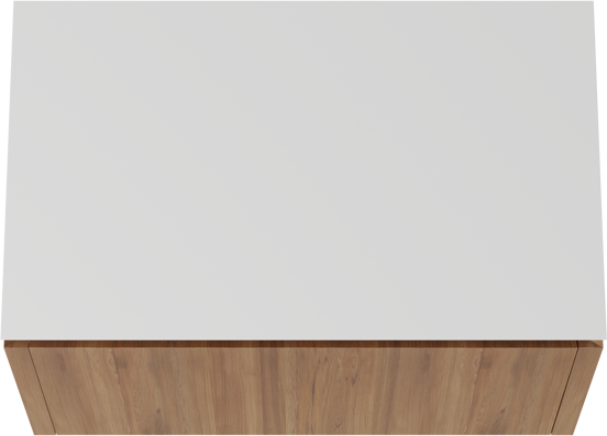 Balmani Eclips meuble salle de bains suspendu 90 x 55 cm Teck avec Eclips tablette simple en Solid Surface blanc mat