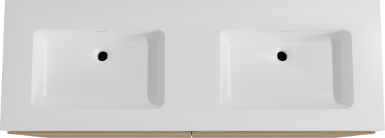 Storke Edge staand badmeubel 150 x 52 cm ruw eiken met Mata High dubbele wastafel in solid surface mat wit
