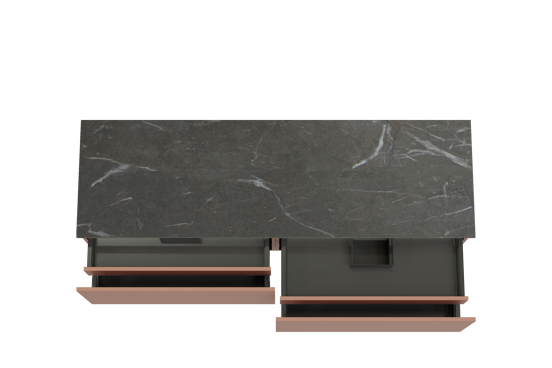 Balmani Sfera meuble salle de bains suspendu 180 x 55 cm cotto avec Stretto tablette simple ou double en marbre pietra grey