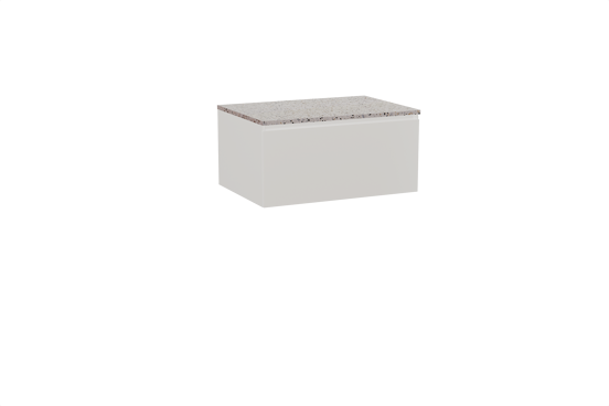 Storke Edge meuble salle de bains suspendu 75 x 52 cm blanc brillant avec Tavola tablette simple en blanc/noir mat terrazzo