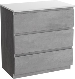 Linie Lado staand badkamermeubel 80 x 46 cm beton donkergrijs met Lado enkel tablet in composietmarmer mat wit