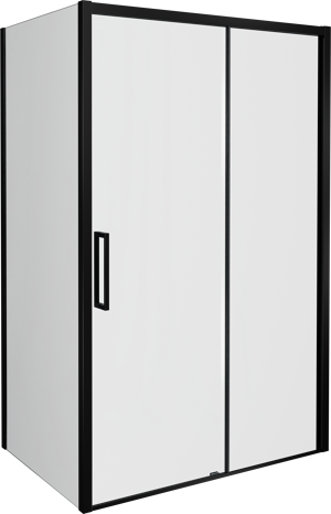 Balmani Senses Design douchehoek met rechtse schuifdeur en vaste zijwand, 120 x 90 cm, Helder glas, Mat zwart profielen