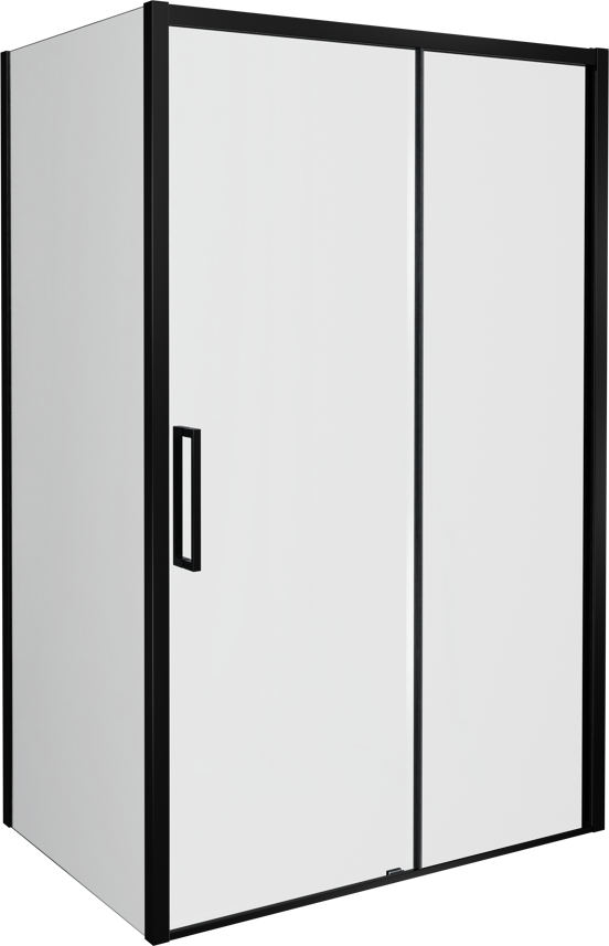 Balmani Senses Design douchehoek met rechtse schuifdeur en vaste zijwand, 120 x 90 cm, Helder glas, Mat zwart profielen