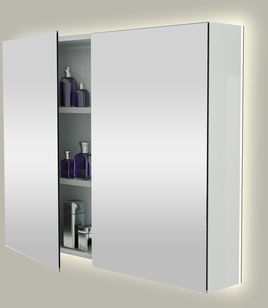 Storke Reflecta spiegelkast 95 x 75 cm hoogglans wit met spiegelverlichting