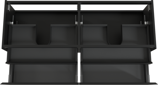 Balmani Idra hängender Waschbeckenunterschrank: 180 x 55 cm, Schwarz matt, 4 Schubladen