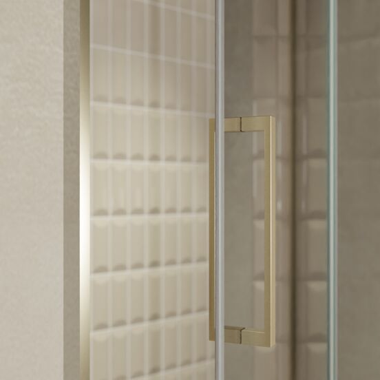 Balmani Senses Design porte pivotante à droite 140 cm x 210 cm verre Miroir Reflex, Profil Brushed Champagne Gold