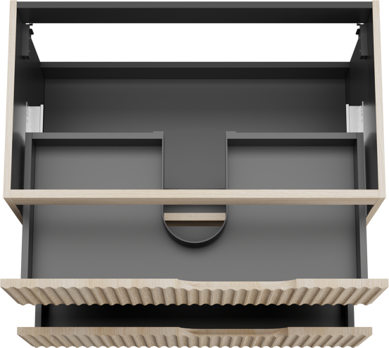 Linie Ribbo zwevende wastafelonderkast 80 x 46 cm licht eiken 2 lades