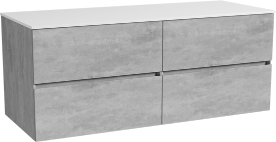 Storke Edge zwevend badmeubel 130 x 52 cm beton donkergrijs met Tavola enkel of dubbel wastafelblad in solid surface mat wit