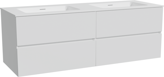 Storke Edge meuble salle de bains suspendu 150 x 52 cm blanc mat avec Mata double vasque en solid surface blanc mat