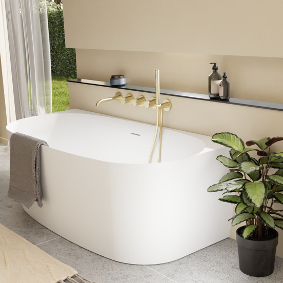 Blaufoss Pavilion Unterputz-Badewannenarmatur: Brushed CoolMetal, inkl. Handbrauseset und Einbauelement
