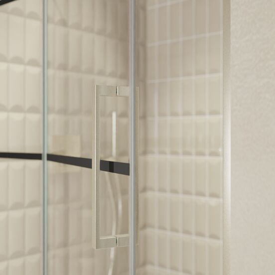 Balmani Senses Design douche draaideur links 120 cm x 210 cm Lined glas, Brushed CoolMetal profielen, met coating