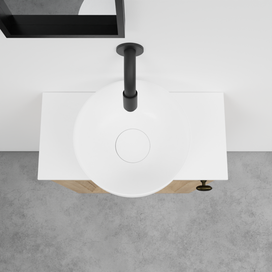 Balmani Lemon zwevend toiletmeubel 42 x 21 cm verweerd eiken met Facetta wastafelblad en Bowl waskom in matte Solid Surface