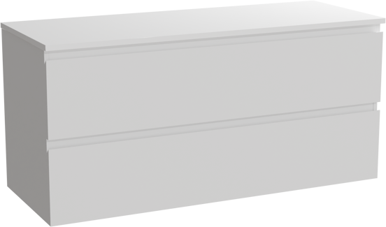 Linie Lado meuble salle de bains suspendu 120 x 46 cm blanc mat avec Lado tablette double en marbre composite blanc brillant