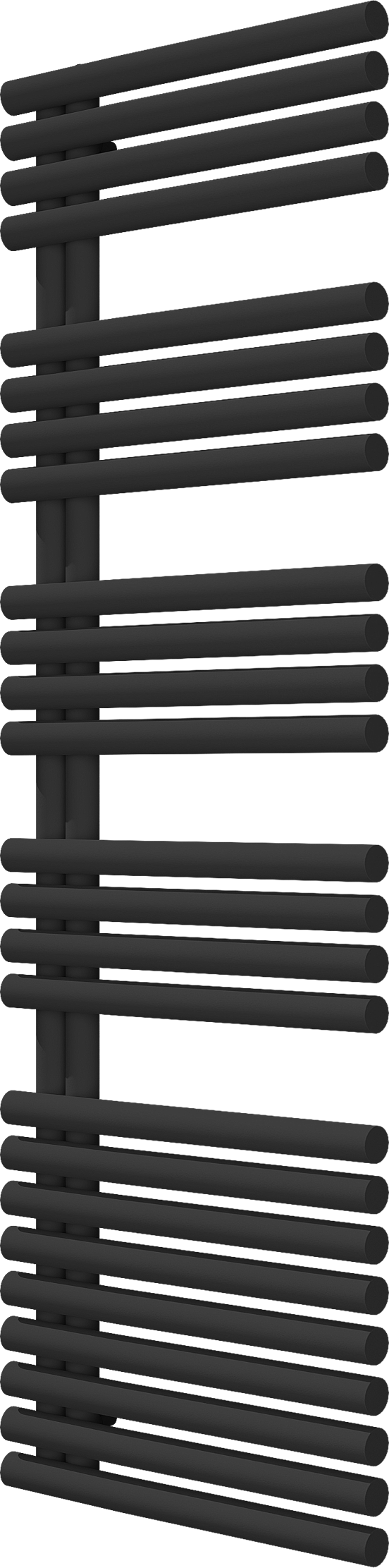 Vipera Avila enkele handdoekradiator 60 x 187cm centrale verwarming mat zwart middenaansluiting 1055W