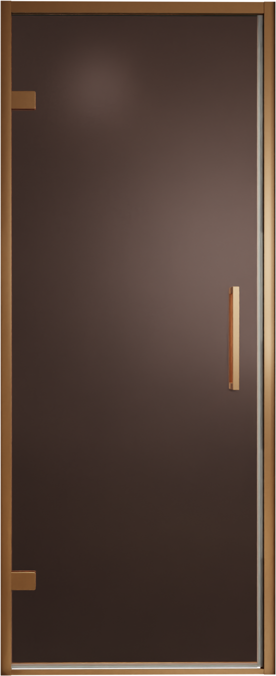 Balmani Senses Design Dusche Drehtür, Links, 90 cm x 210 cm, Bronze, Profil Brushed Rosegold, inklusive Coating