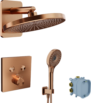 Blaufoss Smartbox Switch-line robinet thermostatique Set de douche pluie encastré avec douche de tête 25cm Brushed Rosegold