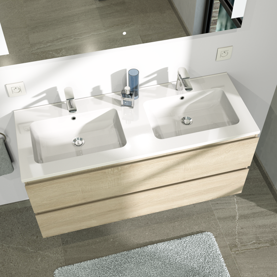 Linie Vano double vasque marbre composite mat 120 x 46 cm