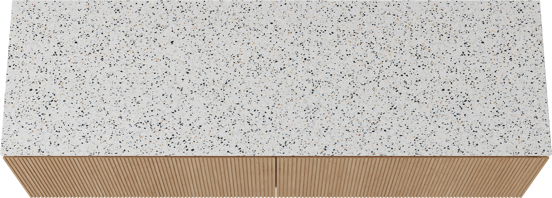 Balmani Eclips meuble salle de bains suspendu 180 x 55 cm Chêne naturelle avec Stretto tablette simple ou double en Bianco Nero Terrazzo, Nervure droite symétrique verticale