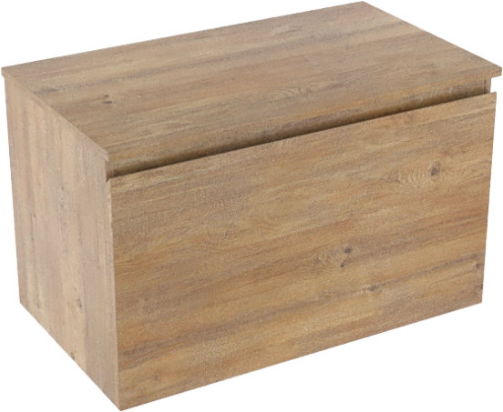 Linie Lado hängendes Möbelstück Set: 80 x 46 cm, Naturbelassene Eiche, mit Lado Einzel Waschtischplatte, Melamin Naturbelassene Eiche