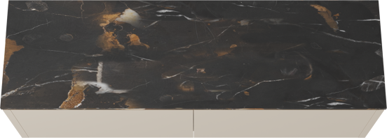 Balmani Eclips meuble salle de bains suspendu 180 x 55 cm Sandbeige avec Stretto tablette simple ou double en Portoro Gold marbre