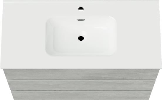 Linie Lado meuble salle de bains à poser 100 x 46 cm béton gris foncé avec Baro plan simple en porcelaine blanc brillant