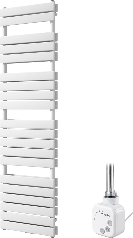 Vipera Vulcan sèche-serviettes Doublé 50 x 183,5 cm chauffage électrique blanc mat raccordement latéral et central possible 1200W, résistance incluse