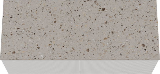Balmani Fila meuble salle de bains suspendu 135 x 55 cm blanc mat avec Stretto tablette simple ou double en terrazzo greige terrazzo, Nervure droite symétrique verticale