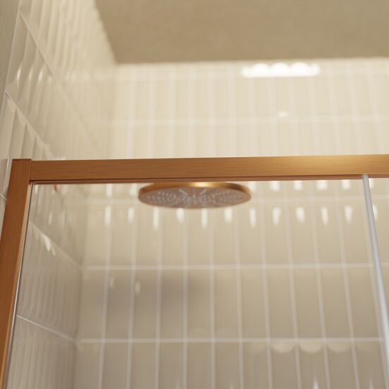 Balmani Senses Design douche schuifdeur omkeerbaar 140 cm x 210 cm Helder glas, Brushed Rosegold profielen