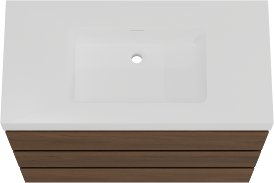 Storke Edge staand badkamermeubel 105 x 52 cm notelaar met Mata High enkele wastafel in solid surface mat wit