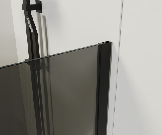 Balmani Modular douchecabine met draaideur met vaste zijwand 136 x 84 cm grijs glas met matte strook en mat zwart profiel