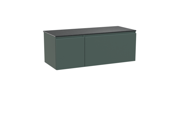 Balmani Sfera meuble salle de bains suspendu 135 x 55 cm forest avec Stretto tablette simple ou double en granit noir