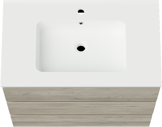 Linie Lado meuble salle de bains à poser 80 x 46 cm chêne gris avec Vano plan simple en marbre composite blanc mat