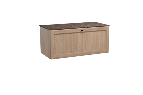 Balmani Lemon zwevend badkamermeubel 120 x 55 cm verweerde eik met Stretto enkel of dubbel tablet in marmer dark emperador