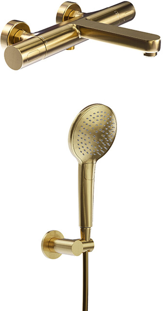Blaufoss Apollo  robinet baignoire robinet thermostatique montage mural extérieur brushed gold