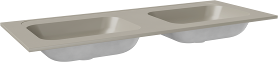 Balmani Tablo Strada Doppelwaschtisch matt seidengrau Top Solid Seidengrau Matt 135 x 55 cm