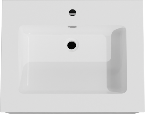 Storke Edge meuble salle de bains suspendu 65 x 52 cm béton gris foncé avec Diva plan simple en marbre composite blanc brillant