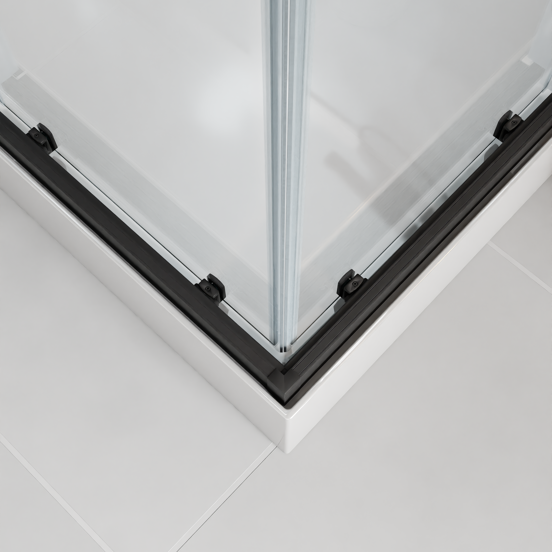 Luca Varess Talan cabine de douche avec portes coulissantes 90 x 90 cm verre transparent profil noir mat