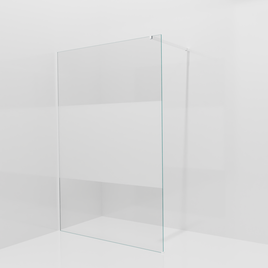 Balmani Modular douche à l'italienne: 140 x 200 cm, Verre transparent avec bande matte, avec coating, Profil Blanc mat