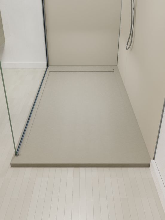 Luca Varess Dandy receveur de douche 180 x 90 cm marbre composite Soie grise mat structure rock