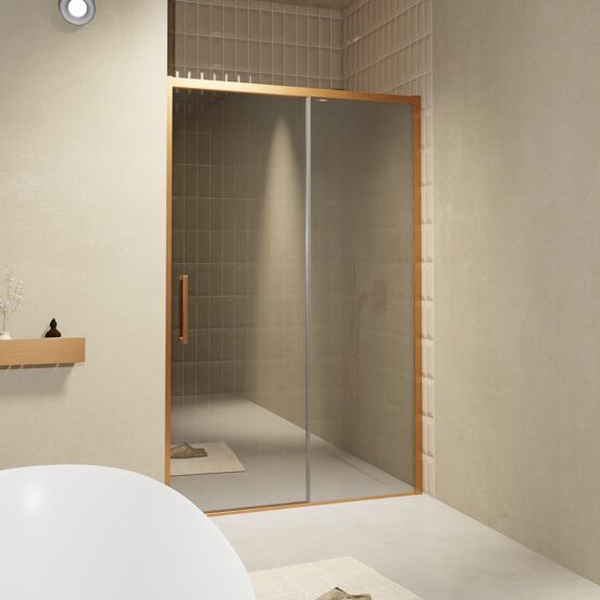 Balmani Senses Design douche schuifdeur rechts 160 cm x 210 cm Reflex spiegelglas, Brushed Rosegold profielen, met coating