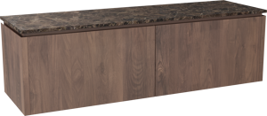 Balmani Eclips zwevend badmeubel 180 x 55 cm Amerikaans notenhout met Stretto enkel of dubbel wastafelblad in Dark Emperador marmer