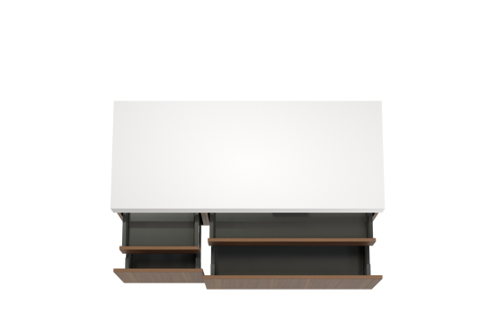 Balmani Sfera hängendes Möbelstück Set: 135 x 55 cm, Amerikanischer Nussbaum, mit Dominus Einzel- oder Doppel Waschtischplatte, Solid Surface Weiß matt