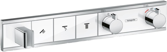 Hansgrohe Rainselect thermostat de douche encastré avec support douchette 3 fonctions chrome et blanc brillants