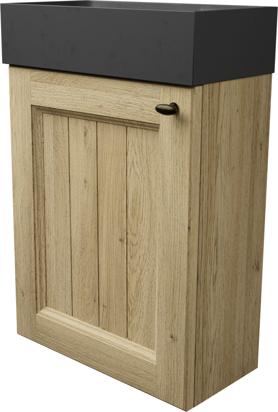 Balmani Lemon zwevend toiletmeubel 42 x 21 cm verweerd eiken met Dama wastafel in verzoete graniet