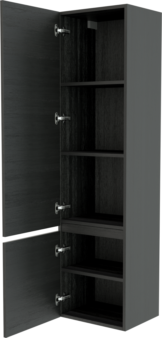 Balmani Lucida Badhochschrank: Hängend, links, Eiche Schwarz, 45 x 35 x 169 cm